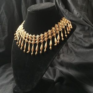 vintage Egyptian Revival  Gold Tassel Necklace